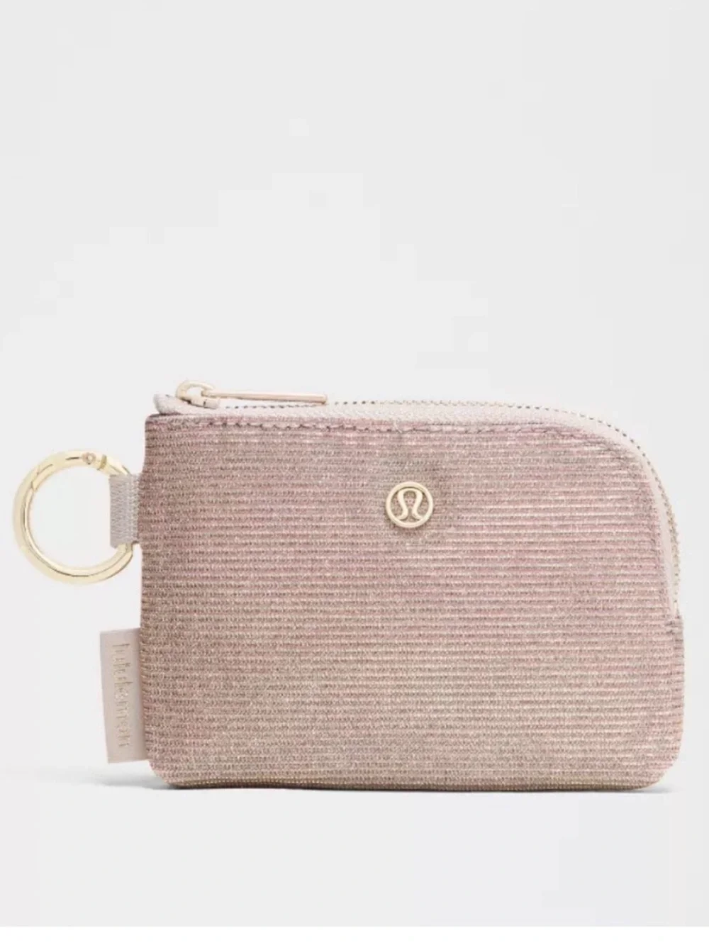 Lululemon Clippable Card Pouch Glitter Pink Rose Gold